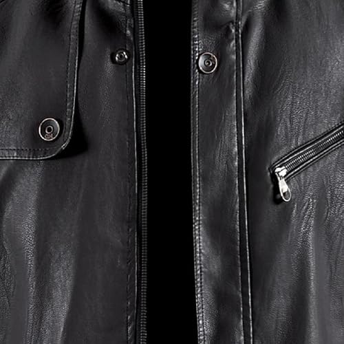 Men's Thick Leather Jacket Zip Up Moto Jackets Men Mid Winter Warm Motorcycle PU Coat4