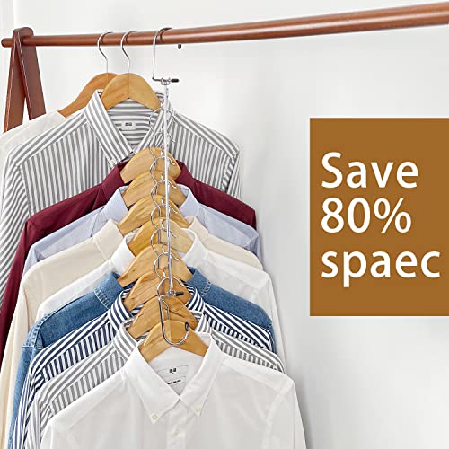 Magic Hangers Space Saving For Closet Organizer 6 Piece Stainless Steel Closet Space Saver Collapsible Hangers 8 Slots Cascading Hangers Upgraded Closet Storage For Heavy Clothes #TOP1