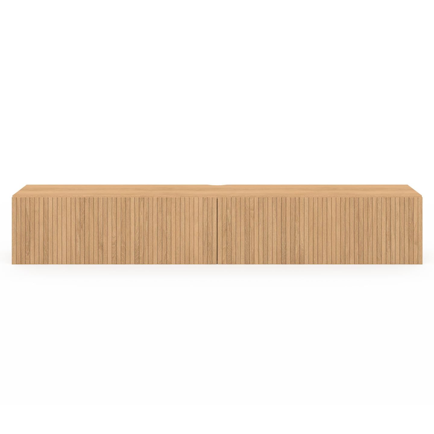 IDMarket - Meuble TV 180 cm Suspendu Juliette 2 Portes Lattes tasseau Bois Coloris chêne
