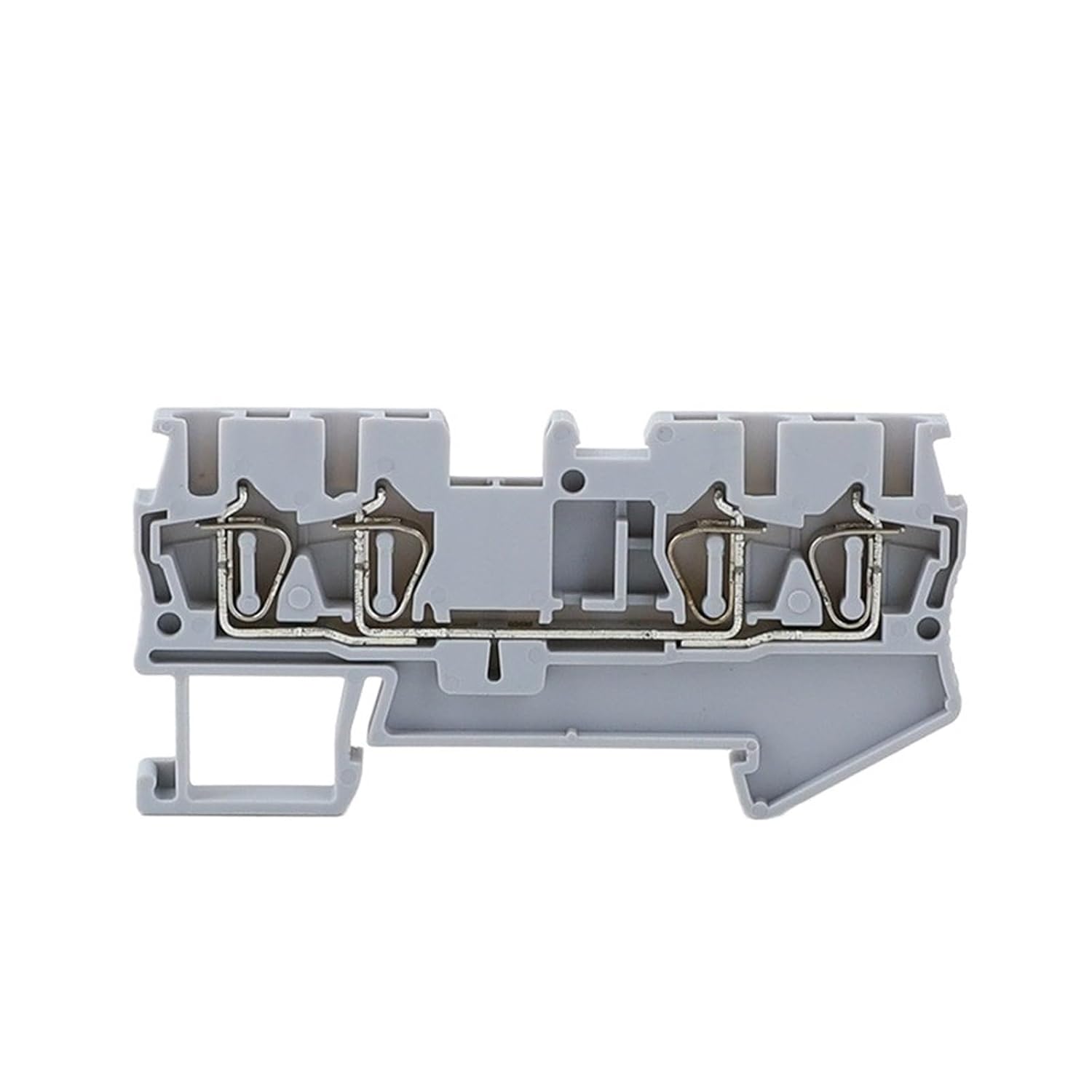 20Pcs ST 2.5-Quattro Type Din Rail 4 Contacts Spring-cage Quick Connector Ground Modular Terminal Block(Gray)