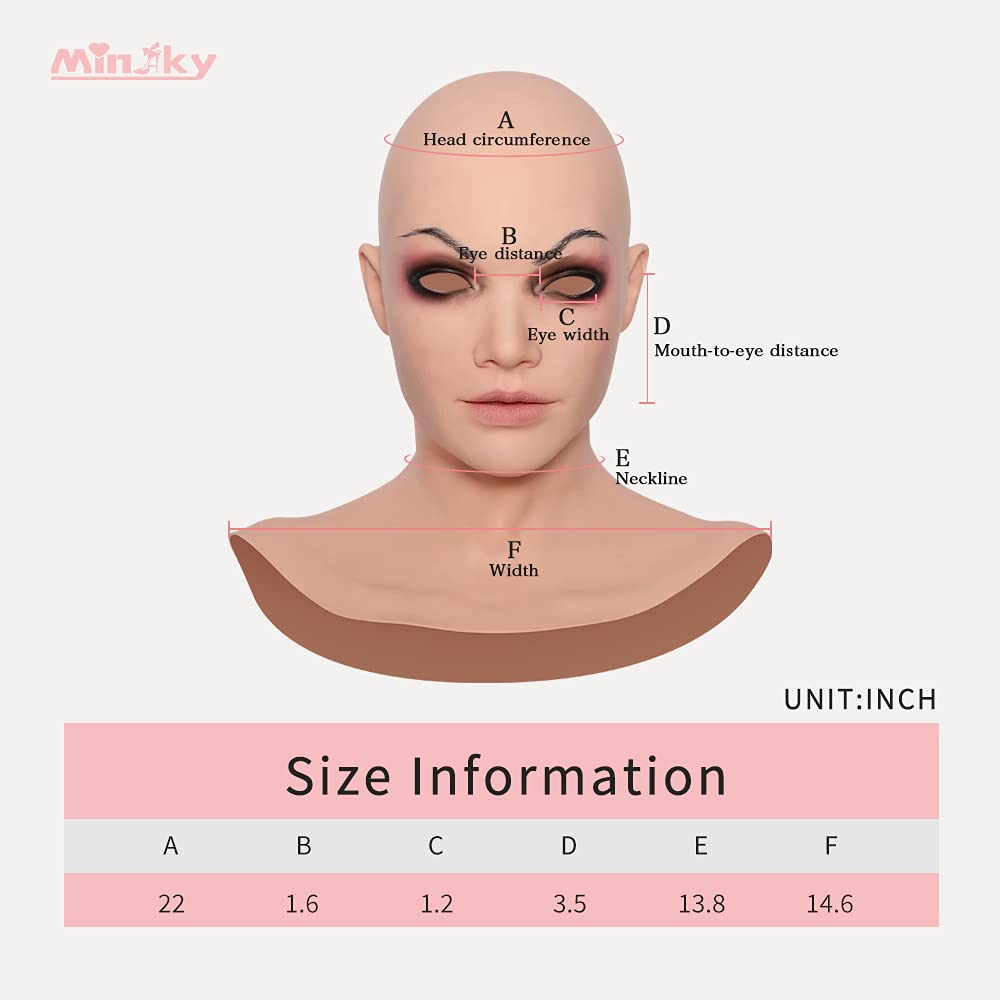 Silicone Head Mask Realistic HandMade Female Face for Crossdresser