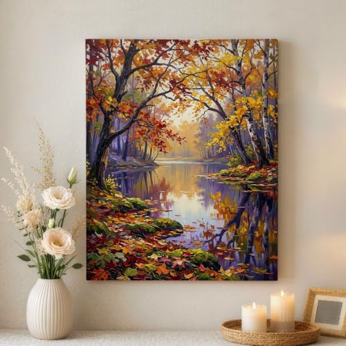 Lienzo de paisaje natural con acabado artístico de hojas de agua para una decoración sofisticada
