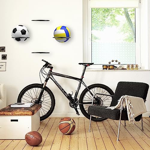 YunBey 4Pcs Metal Ball Wall Mounted, Universal Ball Storage Rack for Football Basketball, Soccer, Volleyball, Rugby (Black) - Image 4
