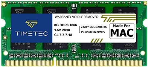 Timetec 8GB Compatible for Apple DDR3 1067MHz / 1066MHz PC3-8500 for Mac Book (Mid 2010 13-inch), Mac Book Pro (Mid 2010 13-inch), iMac (Late 2009 27-inch), Mac Mini (Mid 2010) SODIMM MAC RAM Upgrade