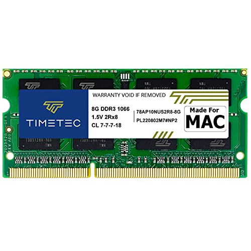 Timetec 8GB Compatible for Apple DDR3 1067MHz / 1066MHz PC3-8500 for Mac Book (Mid 2010 13-inch), Mac Book Pro (Mid 2010 13-inch), iMac (Late 2009 27-inch), Mac Mini (Mid 2010) SODIMM MAC RAM Upgrade