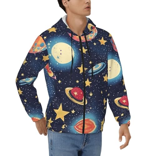 Sweat à capuche zippé pour homme motif espace veste décontractée