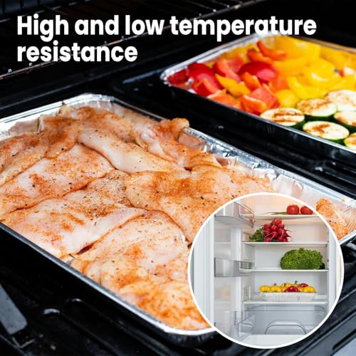 Image of YLT WAX 9x13 Disposable Aluminum Foil Pans 30 Pack, Durable Half Size Deep Extra Heavy Duty Food Containers for Baking, Cooking, Roasting, Heating or Steam Table
