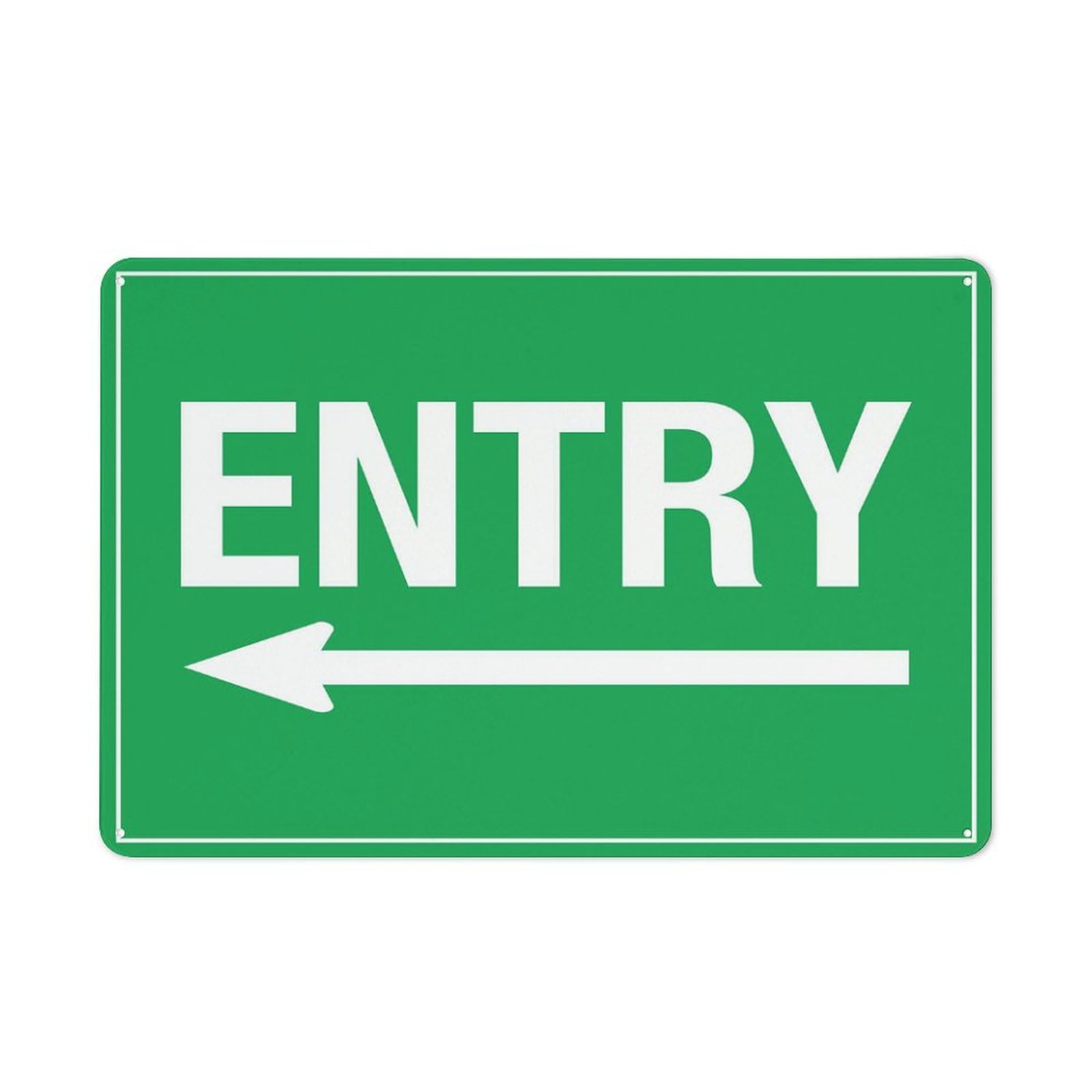 Entry (Arrow - Left) Sign, 8x12 Inch UV-Ink Printed Aluminum for House & Business