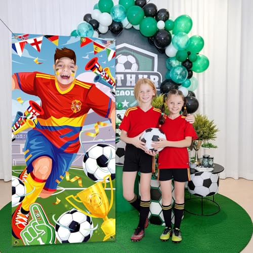 DPKOW España 2026 Copa Mundial Fútbol Pancarta Photocall Accesorios, Divertido Fútbol Jugador Cara Juego para Copa Mundial España Nacional Fan Artículos Decoración, 185 * 90 cm