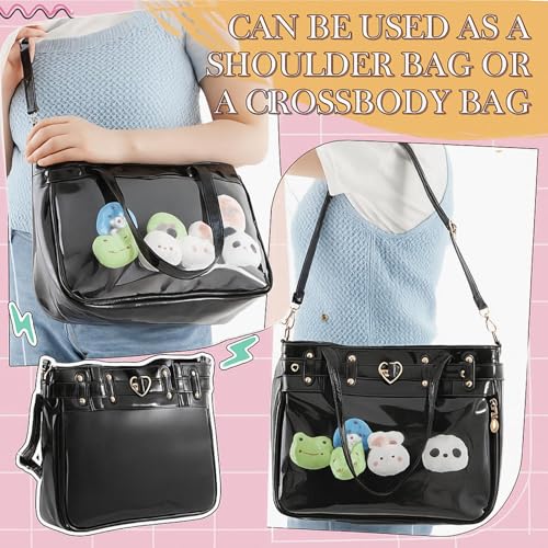 Image of Sanwuta Black Ita Bag with Insert, Large Ita Messenger Bag, Anime Pin Display Tote for Anime Kpop Fans, Japanese Cosplay