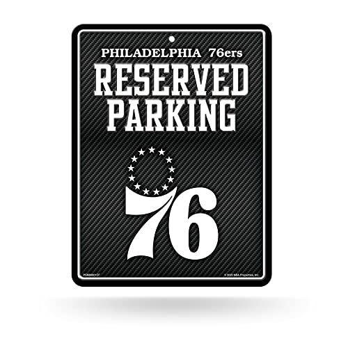 Rico Industries NBA Basketball Philadelphia 76ers Carbon Fiber 8.5" x 11" Carbon Fiber Metal Parking Sign - Great for Man Cave, Bed Room, Office, Home Décor