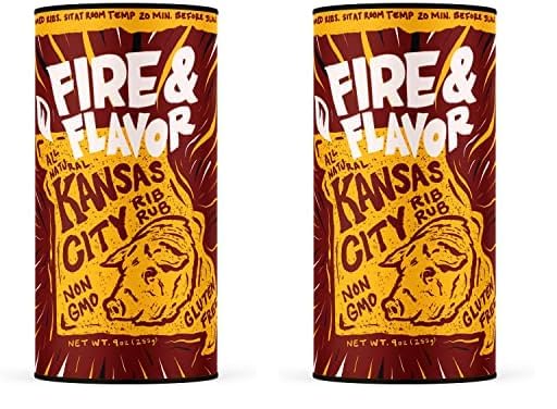 Fire & Flavor Kansas City Rib Rub, auténtico condimento seco con sabor a barbacoa de Kansas City para costillas, mezcla exclusiva, sin gluten,