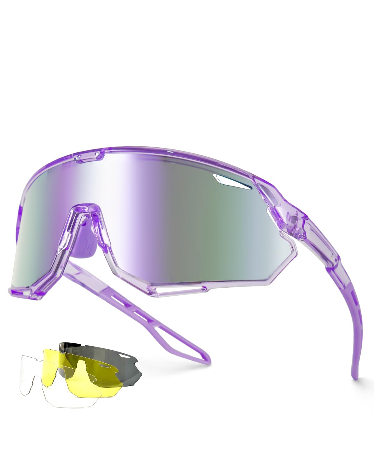 Meeloog Cycling Glasses for Women Men with 3 Lens Polarized Night Vision UV Protection Sports Sunglasses for Driving Running Fishing Outdoor Wear Lightweight