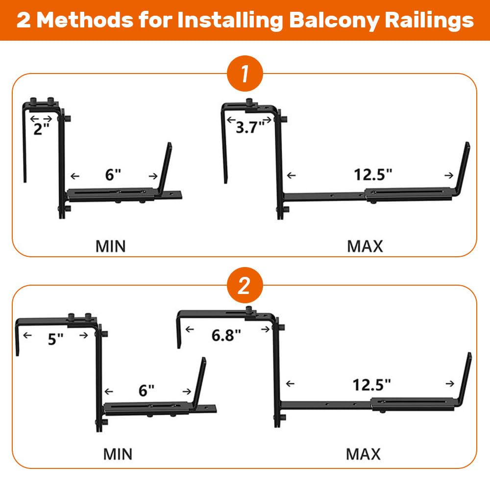 Soporte de Maceteros para Parapetos y Barandas de Balcón, Soporte de Jardineras Adecuado y Ajustable, Soporte Macetas Exterior, Fijación metálica Flexible para jardineras
