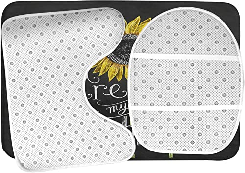 Badezimmerteppich-Set, 3-teilig, gelbe Sonnenblume – Sie sind Mein Sonnenschein, waschbare Badteppiche, rutschfest, mit Rückenpolster, Konturteppich und Toilettendeckelbezug – Bild 6