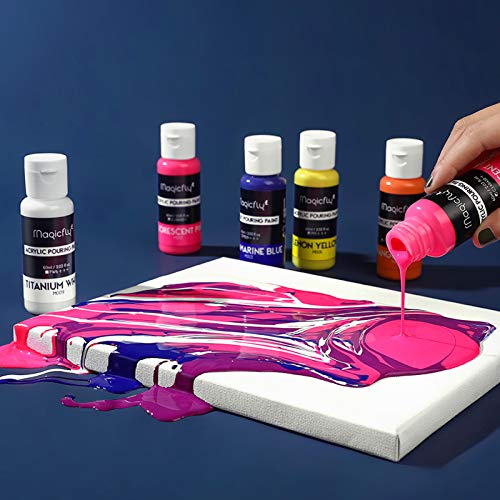 Magicfly Pouring Acrylfarbe, 16 flüssige Gießfarben 60 ml Flaschen für Leinwand, Holz, Stein, Glas, ideal für Kunstwerke, DIY-Projekte - Image 6