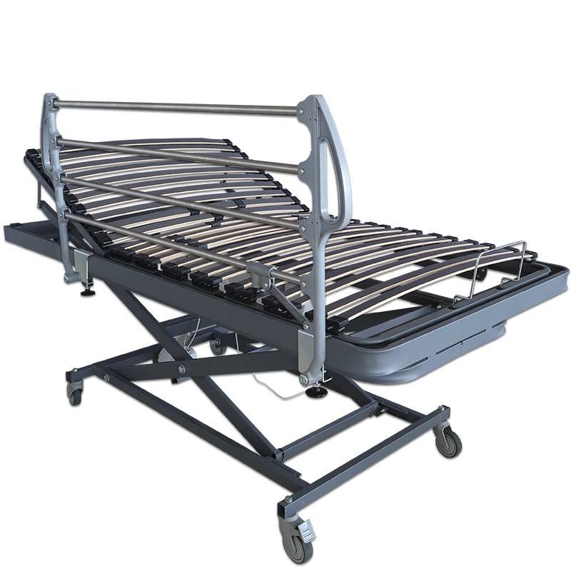 Ventadecolchones - Camas Articuladas Geriátrica de Hospital con Carro Elevador Medida 105 x 190 cm con barandilla Izquierda - Incluye Bote de Grasa