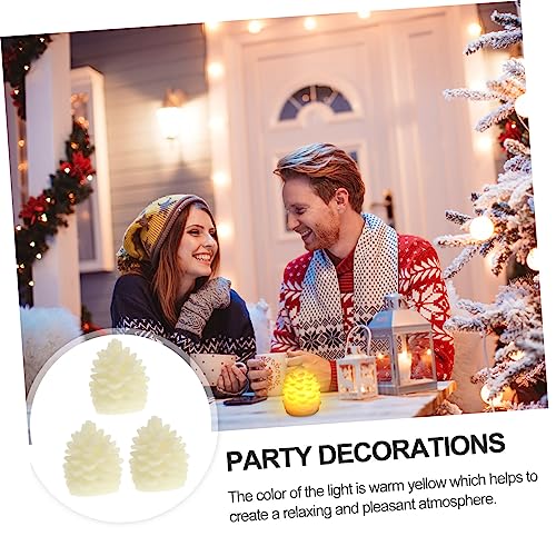 Nolitoy KRRCRI8V5I26H095MT116DIJ 3Pcs Led Pinecone Candles Pine Cone Candles Flameless Candles Flameless Christmas Candles Christmas Tree Pine Cone Light Led Christmas Candles Wax Battery Candle Cartoon Pine Cones thumb #6
