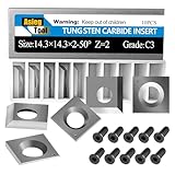Asieg Tool 14.3x14.3x2.0-50° Carbide Inserts Cutters Knives 2 Cutting Edges for Cutech Tool Planer Jointer 40700H-CT 4700HC-CT 40100H-CT 40600H-80100-CT 40200H-CT 40600HC-80100-CT 40200HC-CT Head 10pc