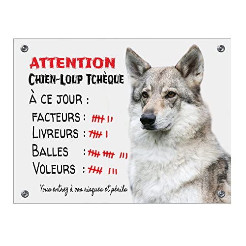 Pets-Easy.co Panneau Attention Au Chien Personnalisée Chien Border Collie - Pré Perforée Et Vis