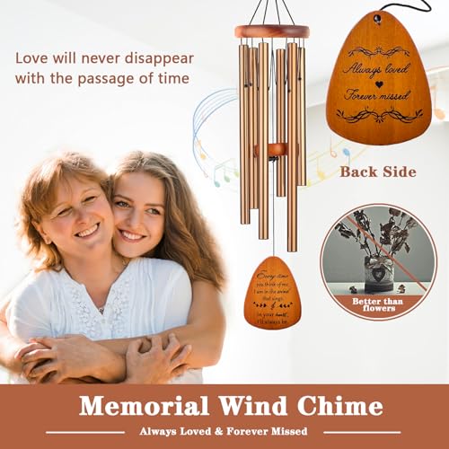 Image of Soopau Memorial Gifts, Sympathy Wind Chimes Memorial Wind Chimes for Loss of Loved One Prime, Sympathy Gift, Bereavement /Remembrance Gifts in Memory of Loved One Mother Father, 30 inch Wooden