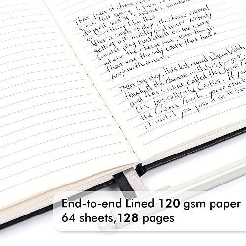 Feela 3 Pack Notebooks Journals Bulk With 3 Black Pens, A5 Hardcover Notebook Classic Ruled Lined Journal Set With Pen Holder For Work Business Journaling Note Taking, 120 Gsm, 5.1”X8.3”, Black #TOP2