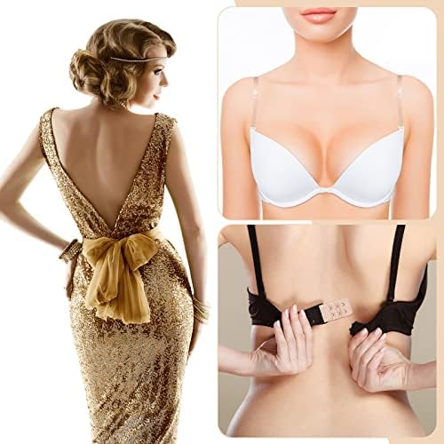 5 Bra Accessory Sets Including 2 Low Back Bra Converter Straps Bra Strap Clip 3 Hooks Bra Extender and Clear Bra Straps for Women Girl