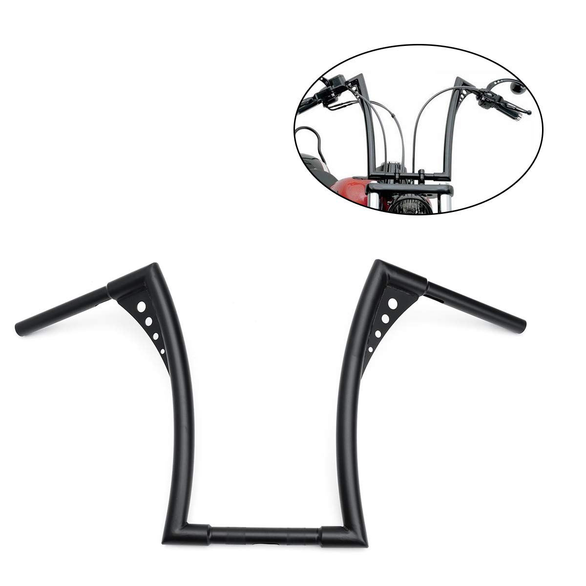 YONGYAO Manubrio Bici da 16" Rise Ape da 1-1/4" Nero per FLST FXST XL