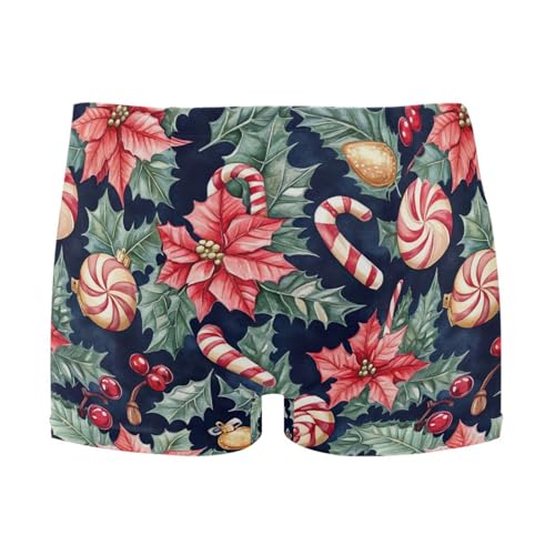 UMIRIKO Christmas Candy Poinsettia Men Swim Brief Square Leg Swimsuit Swimwear Bathing Suits for Men M 202b7077i