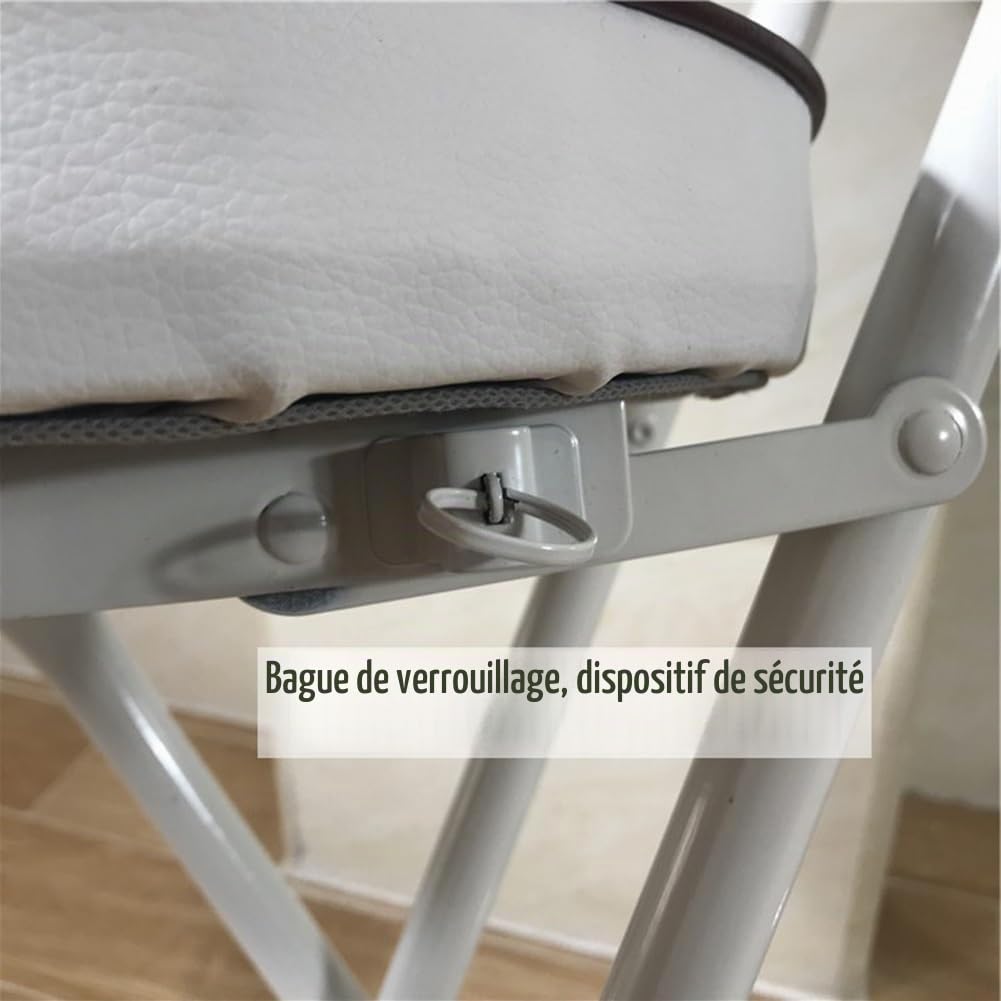 Tabouret de Bar Pliant Rond et rembourré 70cm/75cm, Chaise Haute pour Adultes avec Dossier, Chaise de Cuisine Petit-déjeuner Portable et Pliable (Color : Black, Size : 75cm/30in)
