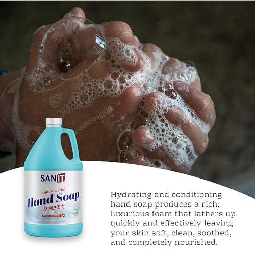 Image of Sanit Antibacterial Foaming Hand Soap Refill - Advanced Formula with Aloe Vera and Moisturizers - All-Natural Moisturizing Hand Wash - Made in USA, Mango Coconut, 1 Gallon