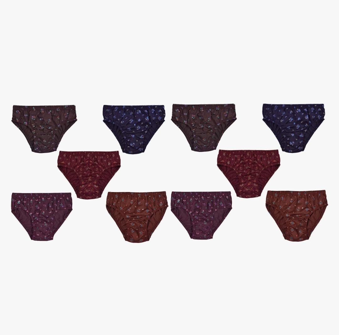 ESSA Womens Cotton Printed Brief/Panties Assorted (Pack of 10)- Size 120(6XL)-image-16
