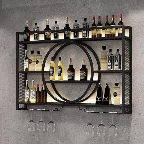 Casier à vin mural et porte-verres suspendu en fer pour bar et cuisine