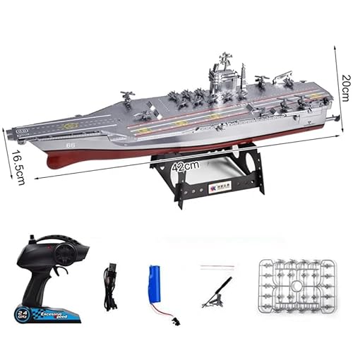 efaso RC Flugzeugtr&auml;ger 6605 Ferngesteuertes Boot 2,4 GHz RTR RC Schiff mit Dual-Motoren bis zu 8kmh schnell, 15Min Spielzeit,Gesamtl&auml;nge 42cm f&uuml;r Kinder & Erwachsene