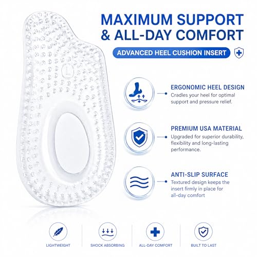 Image of in Relief, Soft Gel Heel Pads for Shoes, Shock Absorbing Heel Support, Reusable Shoe Inserts for Comfort, Pressure Reduction