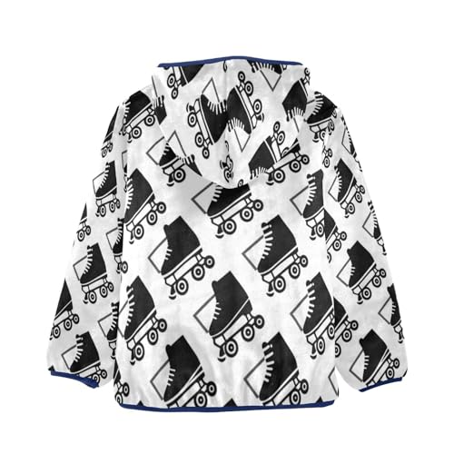 Roller Skates Pattern Print Design Toddler Fleece Jacket Girl Boys Hooded Fleece Jacket Coat Warm2