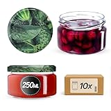 KADAX 10er Set Marmeladengläser 250ml mit Schraubdeckel Ø 82 mm in Essiggurken - luftdichte, spülmaschinenfest, ideal für Marmelade, Chutneys, Eingelegtes Gemüse, Fleisch, Pasteten & Babynahrung