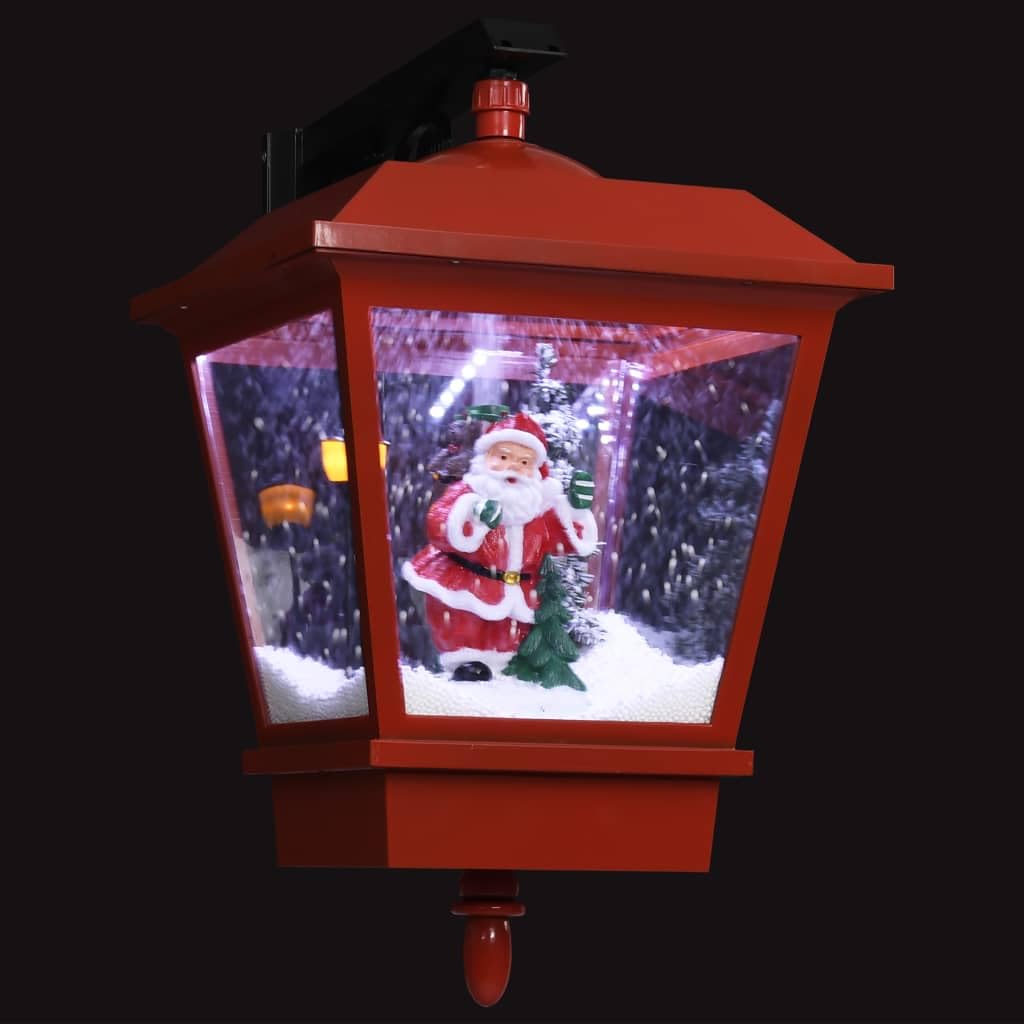 Weihnachts-Wandleuchte mit LED-Licht, Weihnachtsmann, Schneefallfunktion, PVC, 40x27x45 cm, Rot Schwarz, mit Melodie, USB-Kabel, Innen Außen Dekoration für Haus Garten Terrasse