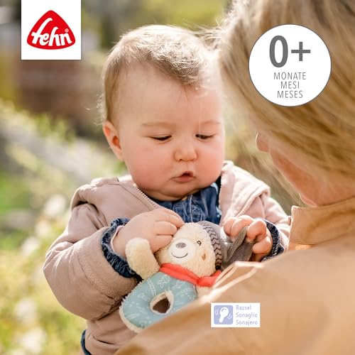 Fehn 060164 Anello Di Presa In Peluche Con Orso, Giocattolo Per Bambini Con Sonaglio E Attacco Per Ciuccio, Per Bambini Da 0+ Mesi, Dimensioni 13 Cm - 3