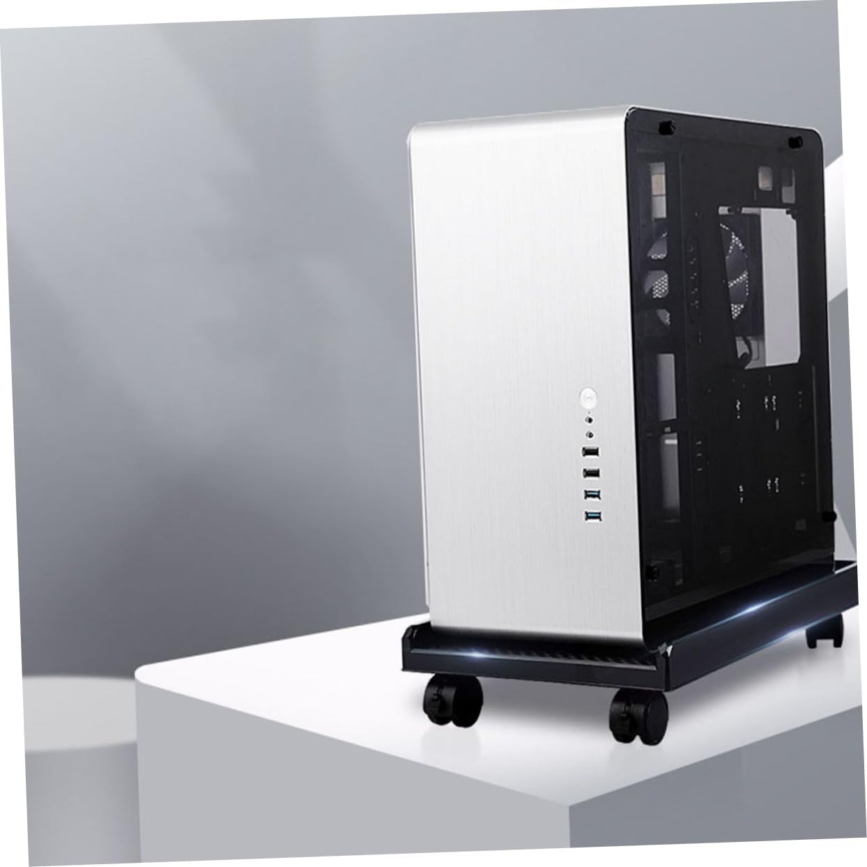 NUOBESTY Desktop Pc Tower Holder CPU Rolling Stand Computer Tower Cart with Casters Mobile CPU Stand for Home Office