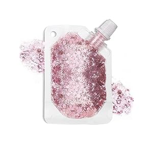 TEOYALL Pink Long Lasting Body Glitter Gel, Holographic Chunky Hair Face Sequins Glitter Gel Singer Concerts Festival Rave Accessories (Pink)