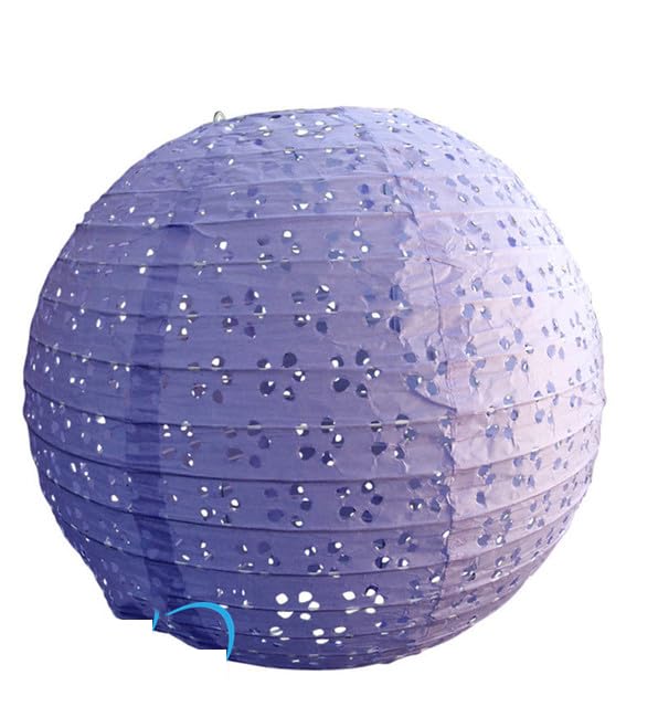 Lanterne cinesi a cielo aperto, 8 pollici = 20 cm 5 pezzi/lotto lanterne di carta fatte a mano con occhielli rotondi effetto pizzo appese decorazioni for feste di compleanno di nozze(Lavender)