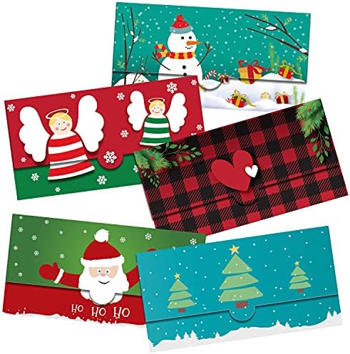 Money Christmas Cards with Envelopes - 30 Pieces Set Christmas Money Cards with Envelopes - Money Holder Christmas Cards Money Holder - Money Envelopes For Cash Christmas in 5 Colorful Designs