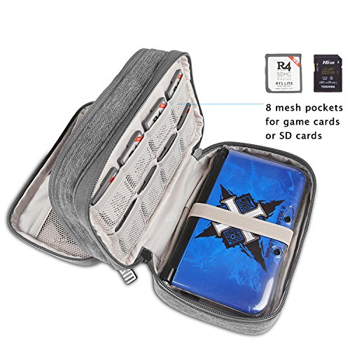 Bubm Double Compartment Storage Case Compatible With 3Ds/3Ds Xl/New 2Ds Xl, Protective Carrying Bag, Portable Travel Organizer Case Compatible With 3Ds/3Ds Xl/New 2Ds Xl And Accessories,Gray #TOP3