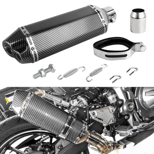 FLYPIG 1.5-2\" dual outlet Inlet Slip On Exhaust Muffler Pipe with Removable DB Killer with 38-51mm Diameter Exhaust for Dirt Bike Street/Sport Motorcycles and Scooters ATV