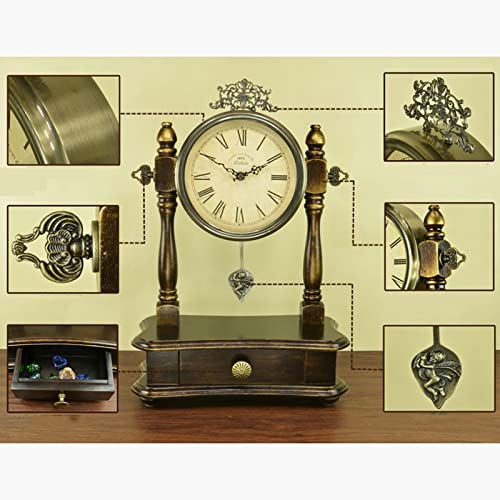 Pttrns Desk Clock Wood Desk Clock Retro Living Room Standing Clock Fashion Desktop Clock Bedroom Swing Desk Clock Desk Clock Table Clock #TOP7