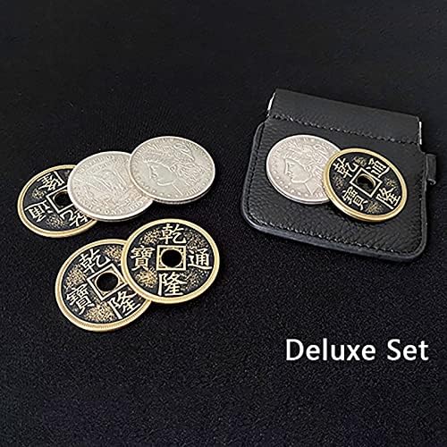 SUMAG Hopping Half (Morgan Dollar and Chinese Palace Coin) Magic Tricks Coin Vanish Magic Close Up Illusions Gimmicks Mentalism Props (Deluxe Set)