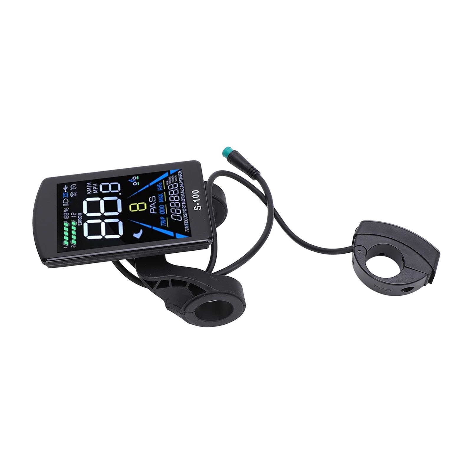 Generic Display LCD Universale per Bici Elettrica Pannello di Controllo LCD per Bici Elettrica ABS da 24 V a 72 V Schermo Impermeabile a 5 Pin per Manubrio da 22,2 Mm Mountain Bike Pendolari Ciclismo