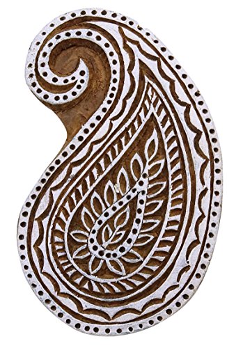 Tampon en bois de design paisley gravé pour impression textile durable - 5