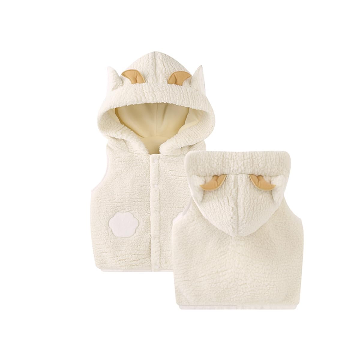 Bébé Gilet Manteau à Capuche 6/9/12/24 mois, Garçons Filles Hiver Veste sans Manche Peluche Gilet Chaud Enfant Waistcoat Vêtement Cadeau 2 3 4 5 Ans